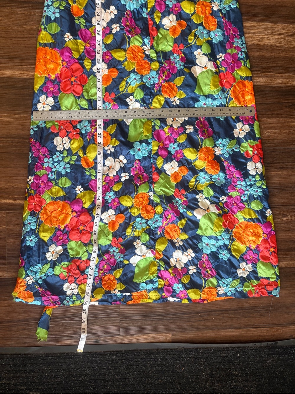 Vintage Floral Maxi Dress - Black with Bright Multicolor Blooms - Picture 11 of 16